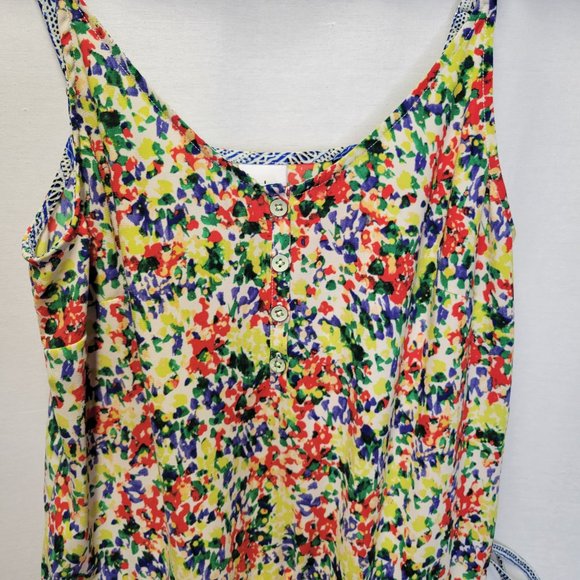 Cabi Small Cruise Fiesta Romper Shorts Tank Top Yellow Blue Red Flowers #5261 - Picture 4 of 8